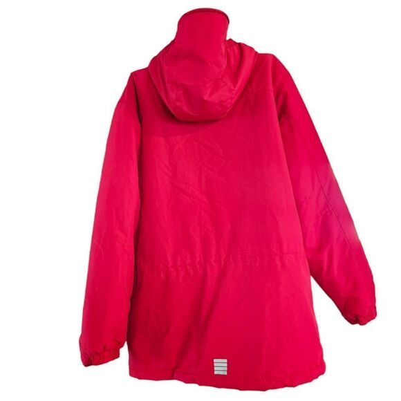 Lands' End Red Nylon Hooded Fleece Lined Squall Parka Ski Winter Coat L 14-16 - Picture 2 of 12